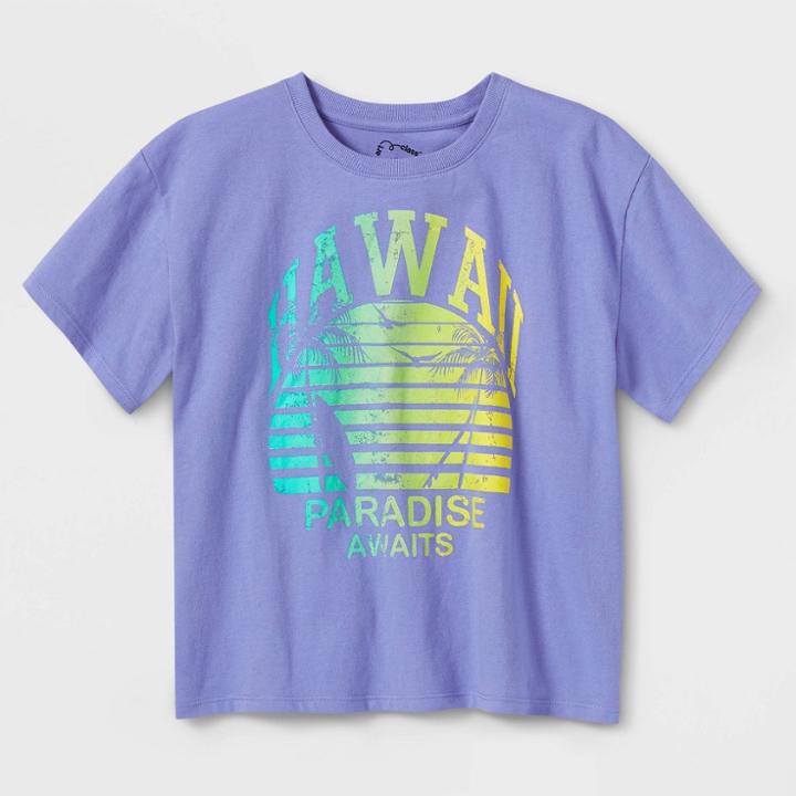 Girls' Boxy Cropped Graphic T-shirt - Art Class Light Purple