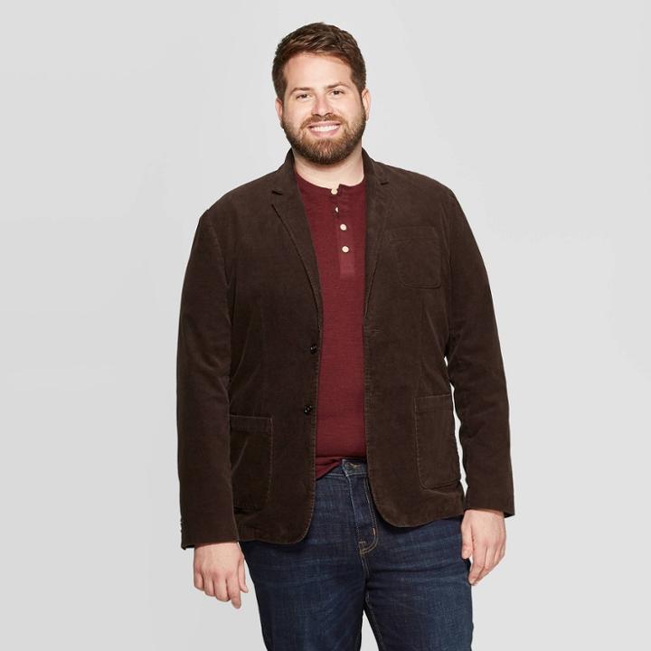 Men's Big & Tall Standard Fit Corduroy Blazer - Goodfellow & Co Natural Brown