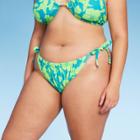 Women's Adjustable Coverage Bikini Bottom - Wild Fable Blue/green Tropical Print X
