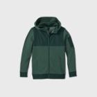 Boys' Premium Fleece Full Zip Hoodie Sweatshirt - All In Motion Deep Green
