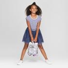 Girls' Short Sleeve Stripe Knit To Woven Dress With Tulle Skirt - Cat & Jack Purple/navy