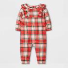 Baby Girls' Flannel Plaid Romper - Cat & Jack Red