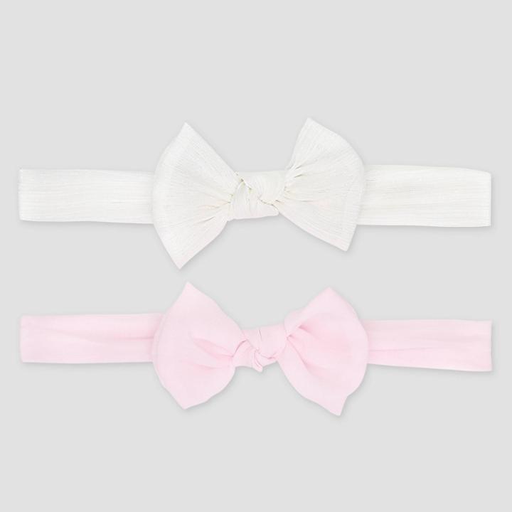 Baby Girls' 2pk Bow Headbands - Just One You Made By Carter's White/pink