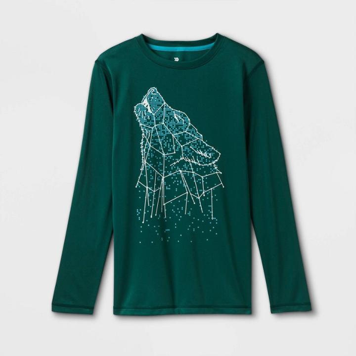 Boys' Long Sleeve Wolf Graphic T-shirt - All In Motion Green