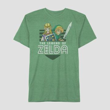 Men's The Legend Of Zelda Shield Short Sleeve T-shirt - Fantastic Green