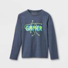 Boys' 'gamer' Graphic Long Sleeve T-shirt - Cat & Jack Gray Blue