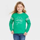 Girls' 'so Lucky' Pullover Sweatshirt - Cat & Jack Bright Green