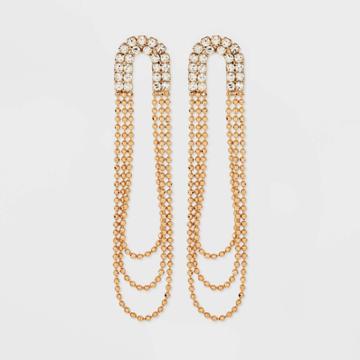 Rhinestone Arch Gold Chains Linear Earrings - A New Day Gold