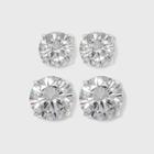 Distributed By Target Sterling Silver Cubic Zirconia Duo Round Stud Earring Set