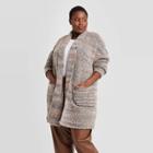 Women's Plus Size Boucle Open-front Cardigan - A New Day Brown X/1x