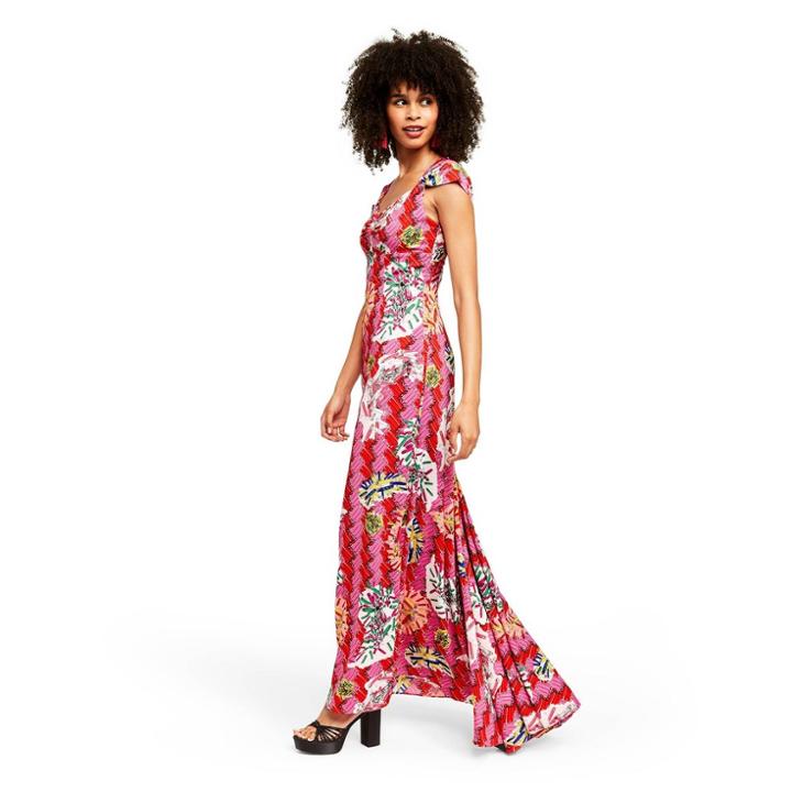 Women's Safety-pin Print Cap Sleeve Sweetheart Neck Maxi Dress - Zac Posen For Target Magenta 12, Women's, Purple