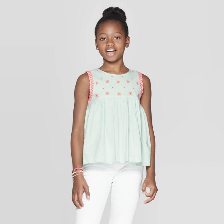 Girls' Butterfly Print Blouse - Cat & Jack Aqua