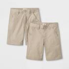 Boys' 2pk Flat Front Stretch Uniform Shorts - Cat & Jack Khaki