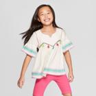 Girls' Woven Embroidered Top - Cat & Jack Cream