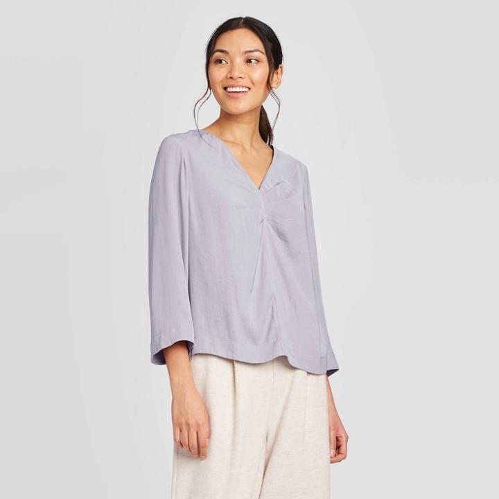 Women's Long Sleeve V-neck Blouse - Prologue Lilac Xs, Women's, Purple