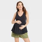 The Nines By Hatch Jersey Swing Maternity Tank Top Black