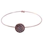 Zirconmania Women's Zirconite Pave Crystal Thin Open End Bracelet - Pink, Rose Gold