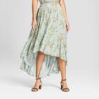 Women's Floral Print High Low Hem Maxi Skirt - Xhilaration Mint (green)