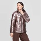 Women's Metallic Puffer Jacket - A New Day Rose S, Size: