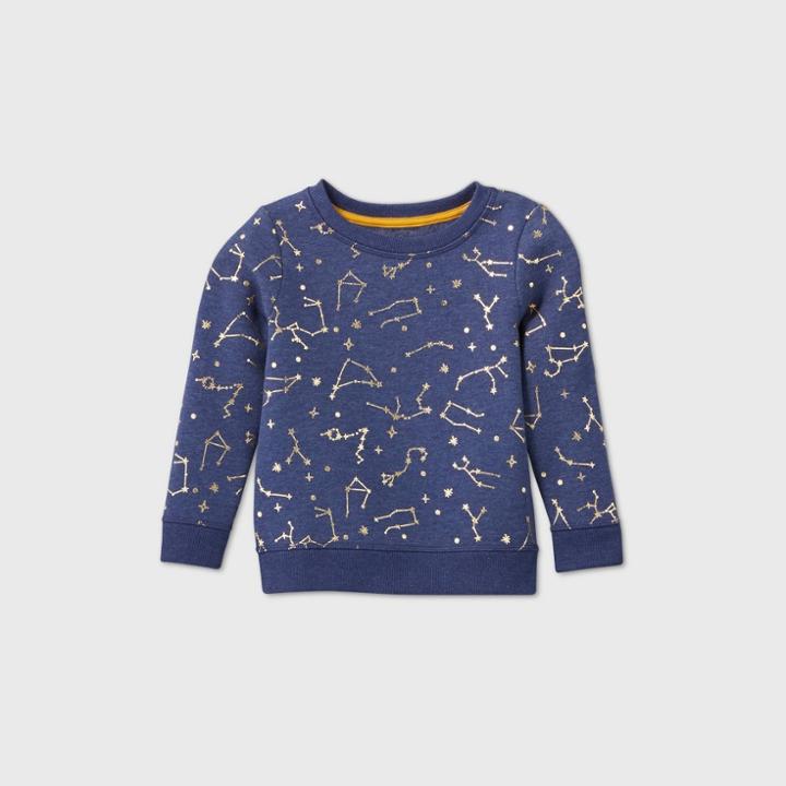 Toddler Girls' Constellation Fleece Sweatshirt - Cat & Jack Navy