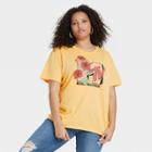 Women's Mtv Plus Size Floral Print Short Sleeve Graphic T-shirt - Yellow