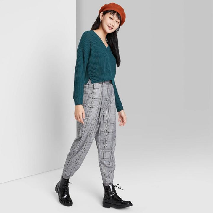 Women's V-neck Pullover Sweater - Wild Fable Green
