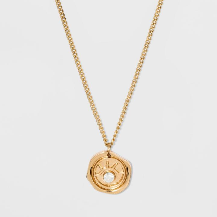 Wax Seal Charm Evil Eye Necklace - Wild Fable Gold
