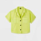 Women's Short Sleeve Button-down Shirt - Wild Fable Lime Green S, Women's,