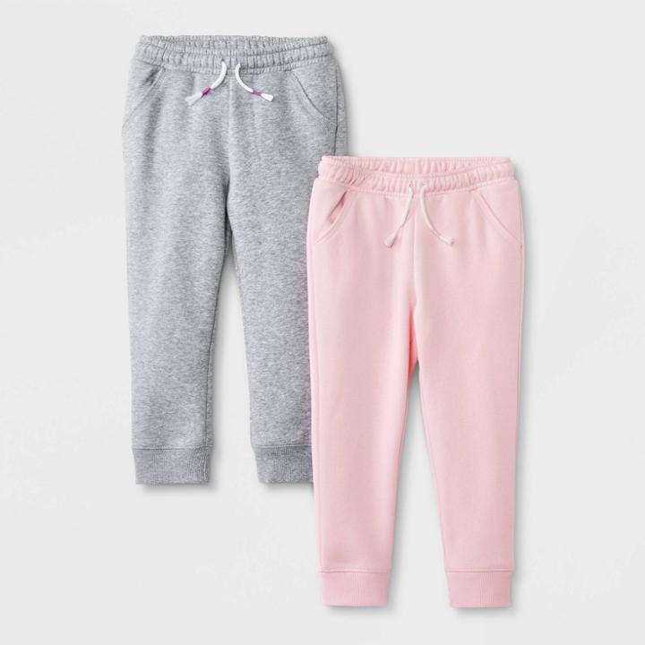 Toddler Girls' 2pk Solid Fleece Jogger Pants - Cat & Jack Pink