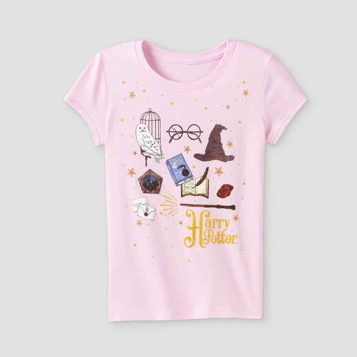 Girls' Harry Potter Icons Short Sleeve Shirt - Pink