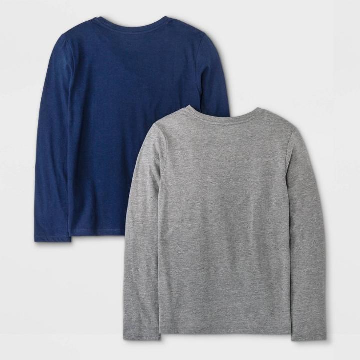 Plusboys' 2pk Long Sleeve T-shirt - Cat & Jack Charcoal Gray/navy