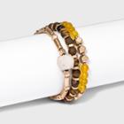 Semi-precious Cream Opal And Tiger Eye Stretch Bracelet Set 3pc - Universal Thread Brown