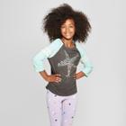 Girls' Star Baseball 3/4 Sleeve T-shirt - Cat & Jack Gray