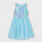 Girls' Sequin Sleeveless Tulle Dress - Cat & Jack Aqua