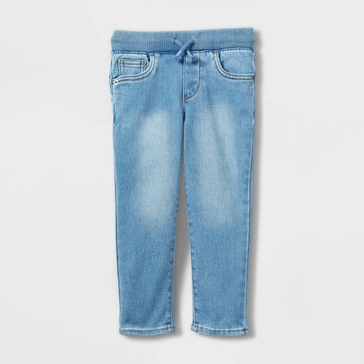 Toddler Girls' Mid-rise Pull-on Cozy Lined Skinny Jeans - Cat & Jack Medium Blue