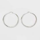 Silver Plated Graduated Hoop Earrings 60mm - A New Day Silver,