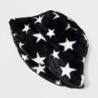 Girls' Star Printed Faux Fur Bucket Hat - Art Class Black