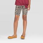 Girls' Pull-on Biker Shorts - Art Class Brown