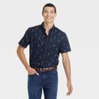 Men's Standard Fit Stretch Poplin Short Sleeve Button-down Shirt - Goodfellow & Co Vine