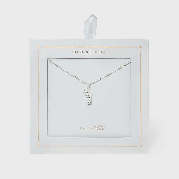 No Brand Sterling Silver Rose Necklace -