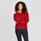 Women's Puff Sleeve Crewneck Pullover Sweater - A New Day Red