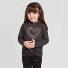Toddler Girls' 'heart' Hoodie Sweatshirt - Cat & Jack Black 2t, Toddler Girl's, Gray