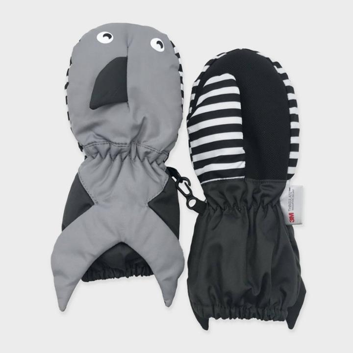 Toddler Boys' Shark Ski Mittens - Cat & Jack Balck/gray