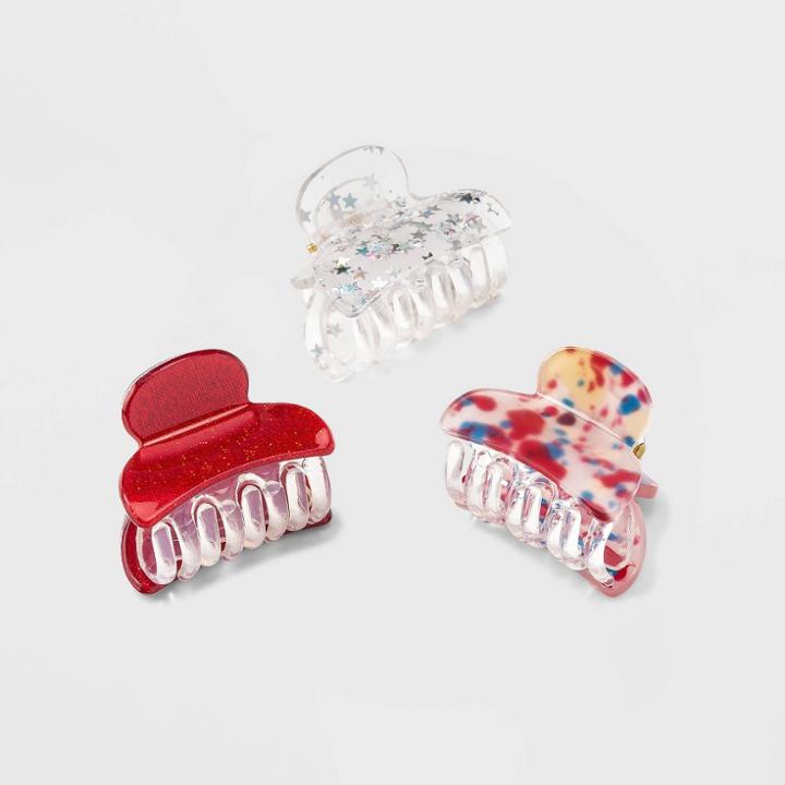 No Brand Americana Mini Hair Claw Clip - Red/blue