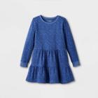 Girls' Long Sleeve Leopard Print Knit Dress - Cat & Jack Blue