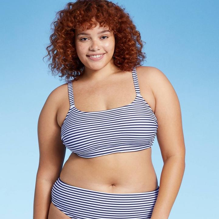 Juniors' Plus Size Bralette Bikini Top - Xhilaration Navy/white