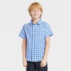 Boys' Checkered Seersucker Button-down Woven Short Sleeve Shirt - Cat & Jack Blue