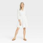 Women's Bishop 3/4 Sleeve Eyelet A-line Dress - Knox Rose White