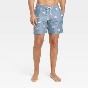 Men's 7 Flamingo Swim Shorts - Goodfellow & Co Blue