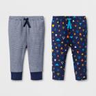 Baby Boys' 2pk Jogger Pants One Pair With Stripes And One Pair With Triangle Print - Cat & Jack Navy 18m, Boy's, Blue